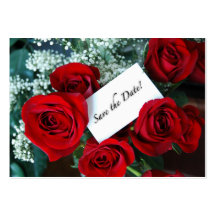 Save the Date Business Card Red Roses Card