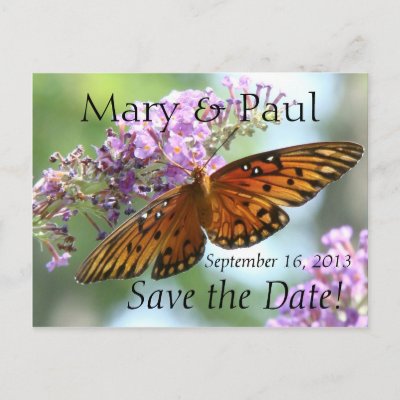 Save the Date Butterfly Postcard