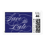 Save The Date calligraphy Dark Blue Postage