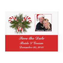 Save the Date - Candy Cane Photo Postcard