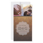 Save the Date Caramel Damask Filligree Photo Card