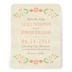 Save the Date Card | Country Florals Pink Custom Announcements