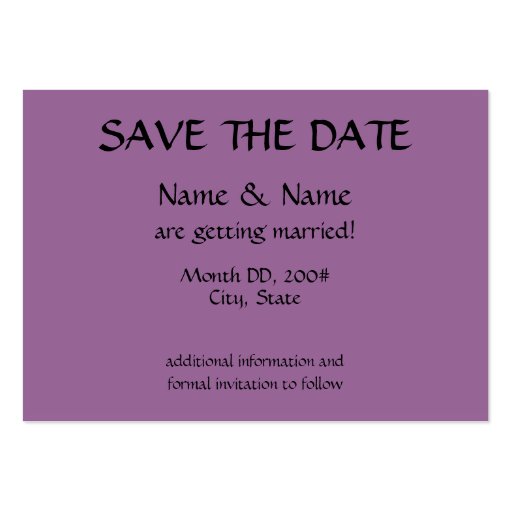 SAVE THE DATE card - initials on back Business Cards (front side)