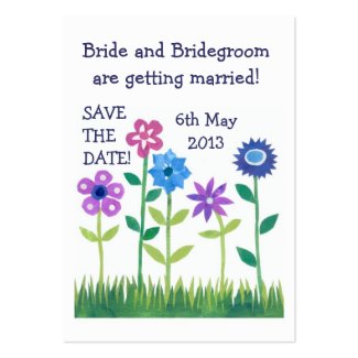 'Save the Date' Card, Pink and Blue Flowers