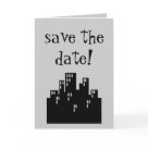 postcard - save the date card with city skyline
a great save the date for a city wedding