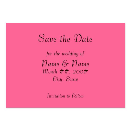 Save the Date card with flowers on the back Business Card Templates (front side)