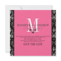 Save the Date Chandelier Hot Pink Announcement