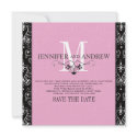 Save the Date Chandelier Pink Wedding Announcement invitation
