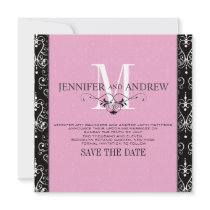 Save the Date Chandelier Pink Wedding Announcement