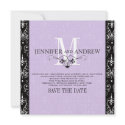 Save the Date Chandelier Purple Announcement invitation