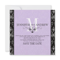 Save the Date Chandelier Purple Announcement