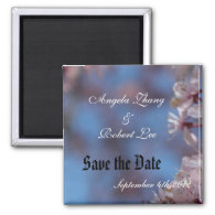 save the date, cherry blossom refrigerator magnet