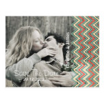 Save the date, chevron with your photo postcard postcards