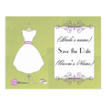Save the Date-Chic Bridal Dress Postcard postcards