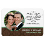 Save the Date Chocolate Mint Damask Photo Magnets premium magnets