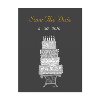 Save The Date Classic Black Wedding Cake Postcard postcard