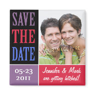 Save the Date Color Blocks Photo Magnet magnet