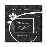 Save the Date Custom Floral Magnet Black White magnet