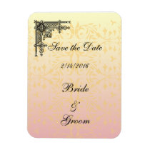 Save the Date Custom Pink Peach Damask Magnet magnets