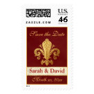 postcard - Fleur-de-lis in gold over deep red. Replace placeholder text with your own to personalize. 





