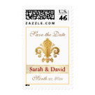 postcard - Fleur-de-lis in gold on white. Replace placeholder text with your own to personalize.      