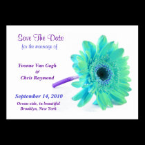 Save The Date Daisy Blue Green I business cards