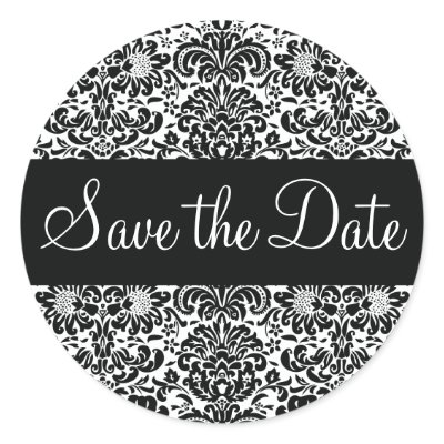 Save the Date Damask Envelope Sticker Seal