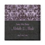 Save the Date Damask Magnet 2b Purple