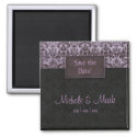 Save the Date Damask Magnet Purple magnet