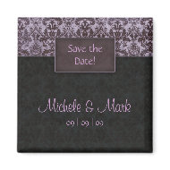 Save the Date Damask Magnet Purple magnet