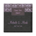 Save the Date Damask Magnet Purple