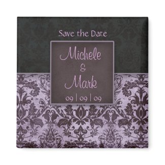 Save the Date Damask Magnet Purple magnet