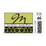 Save The Date Damask On Lime Stamp Wedding