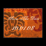 Save The Date - Damask - Orange and Brown
