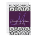 Save The Date Damask Purple Wedding Card invitation