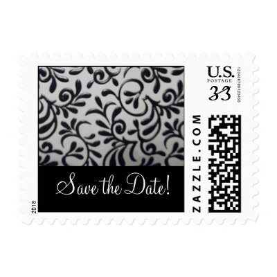 Save the Date Damask Swirl Postage Stamp