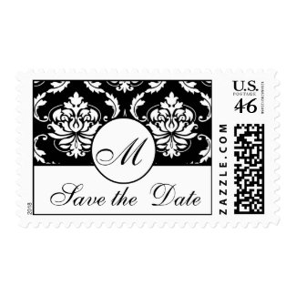 Save the Date Damask Wedding Monogram Postage stamp