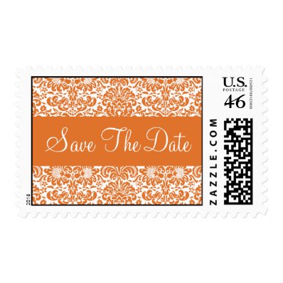 Save the Date Damask Wedding Postage