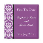 Save The Date -  Dark Purple Classic Damask Magnet