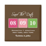 Save The Date: Date Blocks - Fuchsia Green magnets