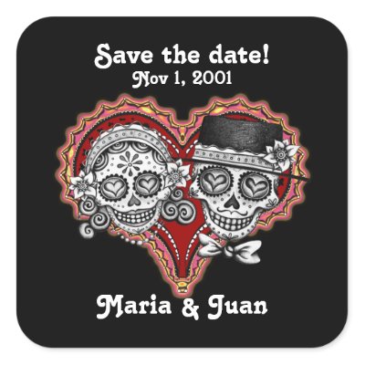 Save the Date Day of the Dead Stickers