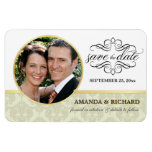 Save the Date - Ecru Damask Photo Magnets