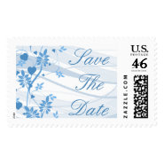 Save The Date Elegant Blue Floral Postage stamp