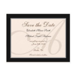 Save the Date Elegant Monogram Black Postcard