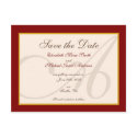 Save the Date Elegant Monogram Burgundy Postcard