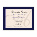 Save the Date Elegant Monogram Navy Postcard