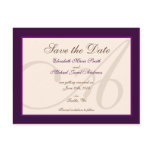 Save the Date Elegant Monogram Purple Postcard