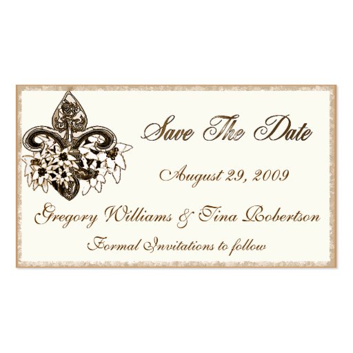 Save the Date enclosure card template Business Card Templates (front side)