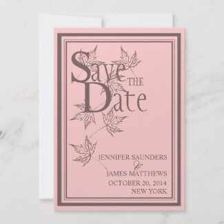 Save the Date Fall Leaves Wedding Announcement invitation