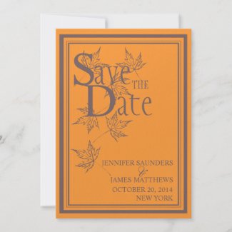Save the Date Fall Orange Wedding Announcement invitation